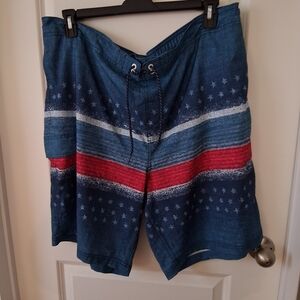 George Men's Blue and Red Star Swim Trunks